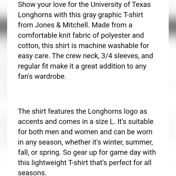 NWT Women's University of Texas Longhorns Quarter Length T-shirt - Picture 8 of 8